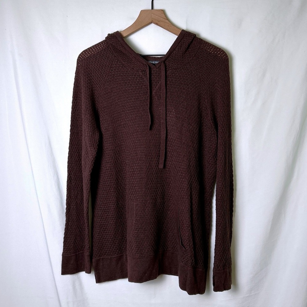 Caroline Grace Southern Pines Cotton Cashmere Knit Hoodie Size M Boar Brown